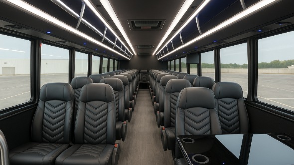 Interior of Charter Bus Company Cerritos's 28 Passenger Mini bus in Cerritos