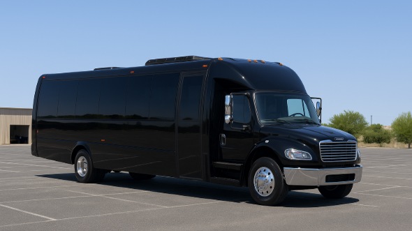 Exterior of Charter Bus Company Cerritos's 35 Passenger Minibus in Cerritos