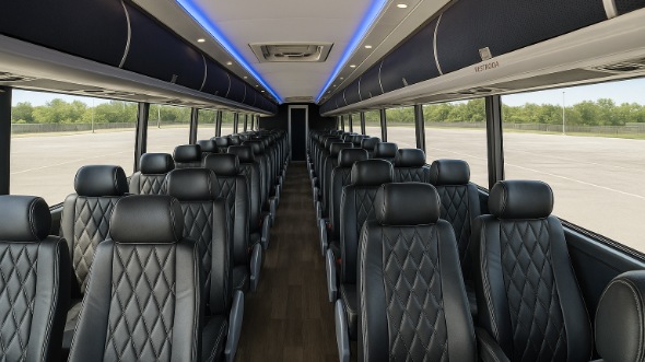 Interior of Charter Bus Company Cerritos's 50 Passenger Charter Bus in Cerritos