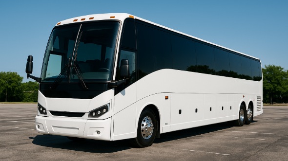 Exterior of Charter Bus Company Cerritos's 54 Passenger Charter Bus in Cerritos