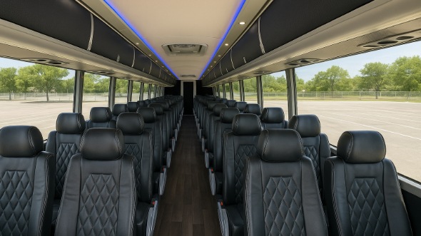 Interior of Charter Bus Company Cerritos's 54 Passenger Charter Bus in Cerritos