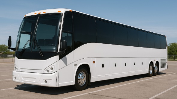 Exterior of Charter Bus Company Cerritos's 55 Passenger Charter Bus in Cerritos