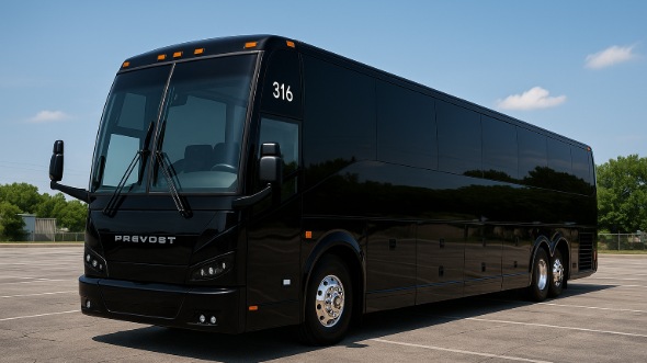 Exterior of Charter Bus Company Cerritos's 56 Passenger Charter Bus in Cerritos