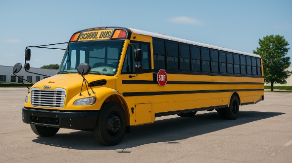 Exterior of Charter Bus Company Cerritos's School Bus in Cerritos